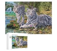Rompecabezas para Adolescentes 300 PCS White Tiger Family in Nature-2 Rompecabezas Juguetes Antiestrés Decoración Diversión En Casa Actividades, 300 PCS