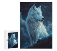 Rompecabezas para Adolescentes 300 PCS White Wolf with Blue Eyes Rompecabezas para Adultos Juguetes Antiestrés Arte De Pared Interacción Entre Padres E Hijos 300 PCS