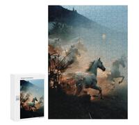 Rompecabezas para Adolescentes 300 PCS Wild Horses in Motion Rompecabezas Juguetes Antiestrés Decoración Diversión En Casa Actividades, 300 PCS