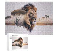 Rompecabezas para Adolescentes 300 PCS Wild Lion in Desert Landscape Rompecabezas para Adultos Juego Familiar Regalo De Cumpleaños Interacción Entre Padres E Hijos 300 PCS