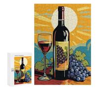 Rompecabezas para Adolescentes 300 PCS Wine Bottle and Grapes Rompecabezas Juguetes Antiestrés Corte De Precisión Interacción Entre Padres E Hijos 300 PCS