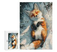 Rompecabezas para Adolescentes 300 PCS Winter Fox in Snow Rompecabezas para Adultos Juego De Ingenio Decoración del Hogar Regalos para Reducir El Estrés 300 PCS