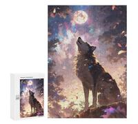 Rompecabezas para Adolescentes 300 PCS Wolf Howling at The Moon Rompecabezas para Adultos Juguetes Antiestrés para La Diversión Familiar Interacción Entre Padres E Hijos 300 PCS