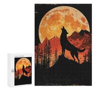 Rompecabezas para Adolescentes 300 PCS Wolf Howling at The Moon Rompecabezas para Adultos Juguetes Antiestrés para La Diversión Familiar Interacción Entre Padres E Hijos 300 PCS