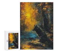 Rompecabezas para Adolescentes 300 PCS Wolf in Autumn Forest Painting Rompecabezas para Adultos Juegos Relajantes Desafío Difícil Desafío Educativo 300 PCS