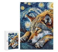 Rompecabezas para Adolescentes 300 PCS Wolf in Starry Night Style Rompecabezas para Adultos Juegos Relajantes Decoración Perfecta Regalos De Cumpleaños Y Únicos 300 PCS