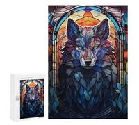 Rompecabezas para Adolescentes 300 PCS Wolf Stained Glass Rompecabezas para Adultos Juegos De Relajación Ensamblaje De Patrones Interacción Entre Padres E Hijos 300 PCS