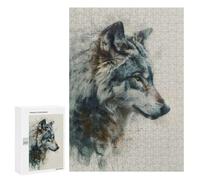 Rompecabezas para Adolescentes 300 PCS Wolf Watercolor Painting Rompecabezas para Adultos Juguetes Antiestrés para La Diversión Familiar Interacción Entre Padres E Hijos 300 PCS