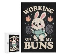 Rompecabezas para Adolescentes 300 PCS Working On My Buns - Cute Gym Bunny Squat Pun Juego De Rompecabezas Familiar Decoración Perfecta Cumpleaños Y Navidad 300 PCS