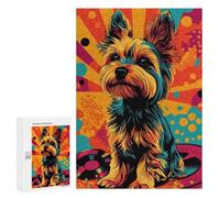 Rompecabezas para Adolescentes 300 PCS Yorkshire Terrier Pop Art Yorkshire Terrier Funky Pop Art Rompecabezas para Adultos Juego De Ingenio Decoración del Hogar Regalos para Reducir El Estrés 300 PC