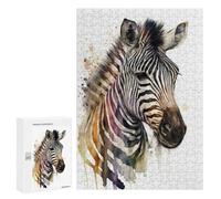 Rompecabezas para Adolescentes 300 PCS Zebra in Watercolor Rompecabezas para Adultos Juego Familiar Decoración Desafiante De Completar 300 PCS