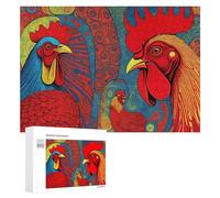 Rompecabezas para adolescentes, 300 piezas de arte de gallo colorido, 2 rompecabezas para adultos, decoración de pared, actividades divertidas en casa, 300 piezas