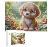Rompecabezas para adolescentes, 300 piezas de cachorros de jardín floral, 1 rompecabezas para adultos, decoración de pared, actividades divertidas en casa, 300 piezas