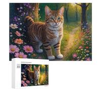 Rompecabezas para adolescentes, 300 piezas de rompecabezas de camino de gato del bosque floral para adultos, juegos familiares para la familia, diversión como regalo para toda la familia, 300 piezas
