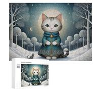 Rompecabezas para adolescentes, 300 piezas de rompecabezas de escena de gato iluminado por la luna para adultos, juegos familiares para la familia, regalo para toda la familia, 300 piezas