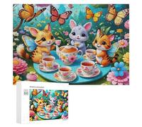 Rompecabezas para adolescentes, 300 piezas, fiesta de té de fantasía con animales lindos, rompecabezas para adultos, juego práctico, carrera de velocidad, desafío educativo, 300 piezas