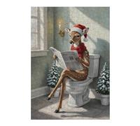 Rompecabezas para Adolescentes 38x26cm/1000pcs Christmas Deer Reading Newspaper on Toilet Rompecabezas para Adultos Juego De Ingenio Desafío Difícil Cumpleaños Y Navidad 38x26cm/1000pcs