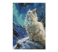Rompecabezas para Adolescentes 38x26cm/1000pcs Cute White Cat Vintage Rompecabezas Juego Familiar Patrón De Ensamblaje Cumpleaños Y Navidad 38x26cm/1000pcs