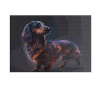 Rompecabezas para Adolescentes 38x26cm/1000pcs Galactic Dachshund Cosmic Canine Art Rompecabezas para Adultos Juegos Divertidos Alivia El Estrés Difícil Y Desafiante 38x26cm/1000pcs