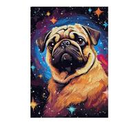 Rompecabezas para Adolescentes 38x26cm/1000pcs Pug in Space Pixel Art Los Rompecabezas Antiestrés Mejoran La Memoria 38x26cm/1000pcs