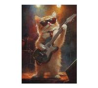 Rompecabezas para Adolescentes 38x26cm/1000pcsS Cat Rock Star Guitar -3 Rompecabezas para Adultos Juguete Decoración De Pared Mejora La Memoria Gran Regalo para Jugar 38x26cm/1000pcsS