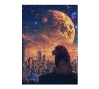 Rompecabezas para Adolescentes 38x26cm/1000pcsS City Lion Moon Night Sky Rompecabezas para Adultos Juego De Ingenio Decoración De Pared Desafiante De Completar 38x26cm/1000pcsS