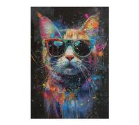 Rompecabezas para Adolescentes 38x26cm/1000pcsS Colorful Cat Sunglasses Art Print-4 Rompecabezas para Adultos Juegos Relajantes Una Obra De Arte Cumpleaños Y Navidad 38x26cm/1000pcsS