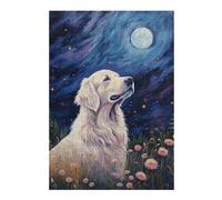 Rompecabezas para Adolescentes 38x26cm/1000pcsS Golden Retriever Moonlit Garden Rompecabezas para Adultos Juegos Divertidos Mejora La Memoria Cumpleaños Y Navidad 38x26cm/1000pcsS