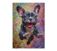 Rompecabezas para Adolescentes 38x26cm/1000pcsS Happy French Bulldog Painting -1 Rompecabezas para Adultos Juegos Relajantes Carrera De Velocidad De Manos 38x26cm/1000pcsS