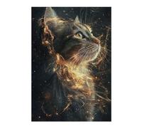 Rompecabezas para Adolescentes 38x26cm/1000pcsS Magical Fire Cat Artwork Rompecabezas para Adultos Juego Familiar para Mejorar La Memoria Regalo De Cumpleaños, Regalos, 38x26cm/1000pcsS