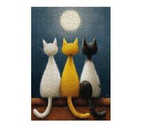 Rompecabezas para Adolescentes 38x26cm/1000pcsS Nighttime Trio Cats Under The Moon Rompecabezas para Adultos Juegos Divertidos Mejora La Memoria Cumpleaños Y Navidad 38x26cm/1000pcsS