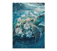 Rompecabezas para Adolescentes 38x26cm/1000pcsS Oceanic Serenity Turtle with Flowers Rompecabezas para Adultos Juegos Relajantes Que Mejoran La Memoria Actividades Divertidas En Casa 38x26cm/1000pcsS