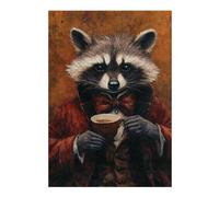 Rompecabezas para Adolescentes 38x26cm/1000pcsS Raccoon in Formal Attire Drinking Tea Rompecabezas para Adultos Juguete Decoración De Pared Mejora La Memoria Gran Regalo para Jugar 38x26cm/1000pcsS