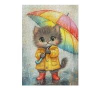 Rompecabezas para Adolescentes 38x26cm/1000pcsS Rainy Day Kitten with Umbrella-8 Rompecabezas para Adultos Juegos Relajantes Una Obra De Arte Cumpleaños Y Navidad 38x26cm/1000pcsS