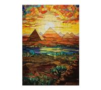 Rompecabezas para Adolescentes 38x26cm/1000pcsS Stained Glass Pyramid Sunset Rompecabezas para Adultos Juego Familiar para Mejorar La Memoria Regalo De Cumpleaños, Regalos, 38x26cm/1000pcsS