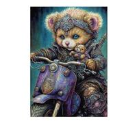 Rompecabezas para Adolescentes 38x26cm/1000pcsS Steampunk Teddy Bear Motorcycle Art Print Rompecabezas para Adultos Juegos De Relajación Corte De Precisión Cumpleaños 38x26cm/1000pcsS