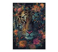 Rompecabezas para Adolescentes 38x26cm/1000pcsS Tiger Floral Art Print Rompecabezas para Adultos Juguetes Antiestrés Mejora La Memoria Ayuda A Ejercitar El Cerebro 38x26cm/1000pcsS