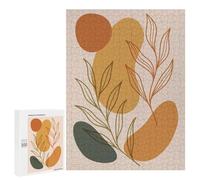 Rompecabezas para Adolescentes 500 PCS Abstract Botanical Art with Earth Tones Minimalist Nature Rompecabezas para Adultos Juguetes Antiestrés Arte De Pared Interacción Entre Padres E Hijos 500 PCS
