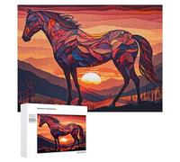 Rompecabezas para Adolescentes 500 PCS Abstract Horse Sunset Artwork Rompecabezas para Adultos Juguetes De Bricolaje Desafío Difícil Cumpleaños 500 PCS