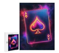 Rompecabezas para Adolescentes 500 PCS Ace of Spades Neon Rompecabezas para Adultos Juegos Relajantes Pero Divertidos Y Humorísticos 500 PCS