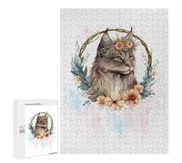 Rompecabezas para Adolescentes 500 PCS American Bobtail Cat Art Rompecabezas para Adultos Juguetes Antiestrés Que Mejoran La Memoria Difíciles Y Desafiantes 500 PCS