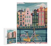 Rompecabezas para Adolescentes 500 PCS Amsterdam Canal Bike Rompecabezas para Adultos Juegos Relajantes Decoración Actividades Divertidas En Casa 500 PCS