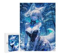 Rompecabezas para Adolescentes 500 PCS Anime Fox Girl in Winter Forest Rompecabezas Juegos Relajantes Decoración Perfecta Cumpleaños Y Navidad 500 PCS