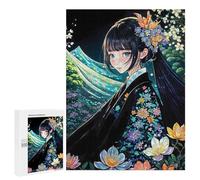 Rompecabezas para Adolescentes 500 PCS Anime Girl in Kimono Rompecabezas Juguetes Antiestrés Corte De Precisión Interacción Entre Padres E Hijos 500 PCS