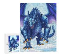 Rompecabezas para Adolescentes 500 PCS Armored Blue Dragon in Snowy Landscape Rompecabezas para Adultos Juegos Relajantes Decoración Actividades Divertidas En Casa 500 PCS