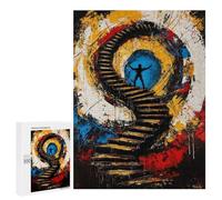 Rompecabezas para Adolescentes 500 PCS Ascension of The Mind - Expressionist Surreal Stairway Rompecabezas para Adultos Juego Práctico Carrera De Velocidad Manual Desafío Educativo 500 PCS