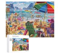 Rompecabezas para Adolescentes 500 PCS Beach Fun Adventure Puzzle Rompecabezas Juguetes Antiestrés Decoración Diversión En Casa Actividades, 500 PCS