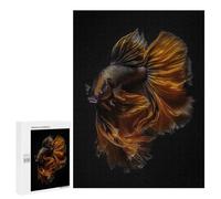Rompecabezas para Adolescentes 500 PCS Betta Fish Gold Balck Rompecabezas para Adultos Juego De Ingenio Alivia El Estrés Regalos Y Actividades Únicas para Cumpleaños 500 PCS
