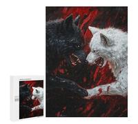 Rompecabezas para Adolescentes 500 PCS Black and White Wolves Rompecabezas Juguetes Antiestrés Corte De Precisión Interacción Entre Padres E Hijos 500 PCS