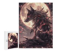Rompecabezas para Adolescentes 500 PCS Black Wolf Anime Painting Rompecabezas para Adultos Juego Familiar Decoración Desafiante De Completar 500 PCS
